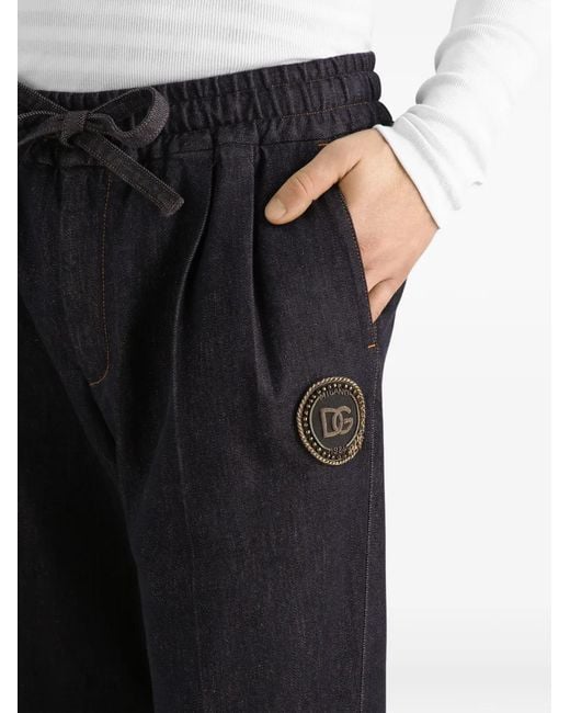 Dolce & Gabbana Black Denim Joggers With Patch for men