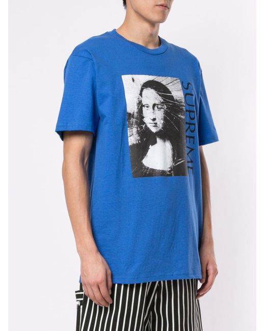 Supreme Cotton Mona Lisa Print T-shirt in Blue for Men - Lyst