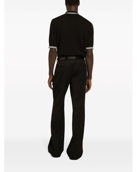 Polo con logo bordado Dolce & Gabbana de hombre de color Black