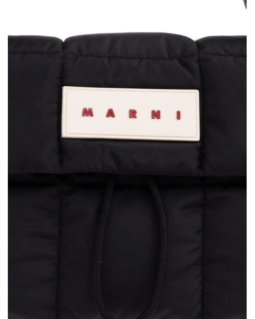 Marni Black Logo-Patch Shoulder Bag