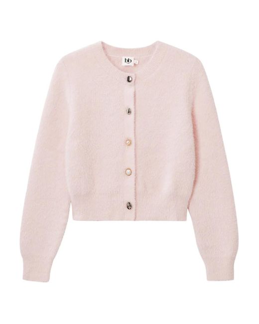 B+ AB Pink Embellished-Button Cardigan