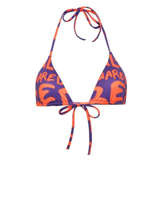 Top de bikini con logo estampado DSquared² de color Red