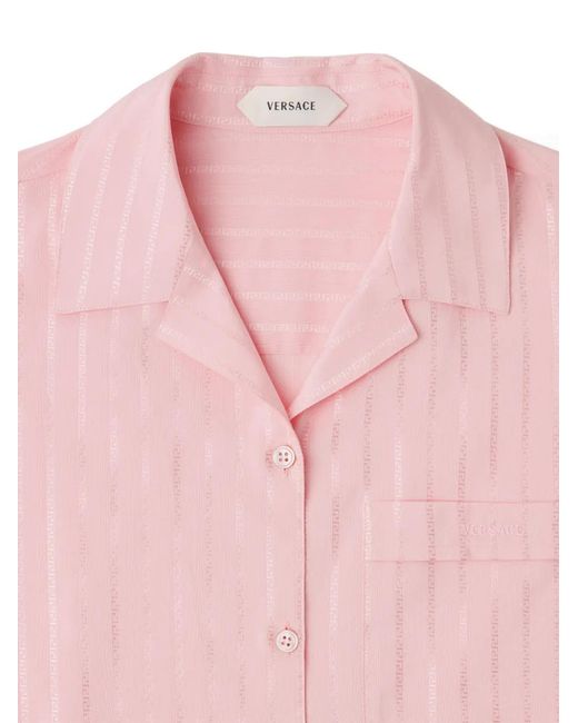 Versace Pink Kurzarmhemd Mit Greca-Muster