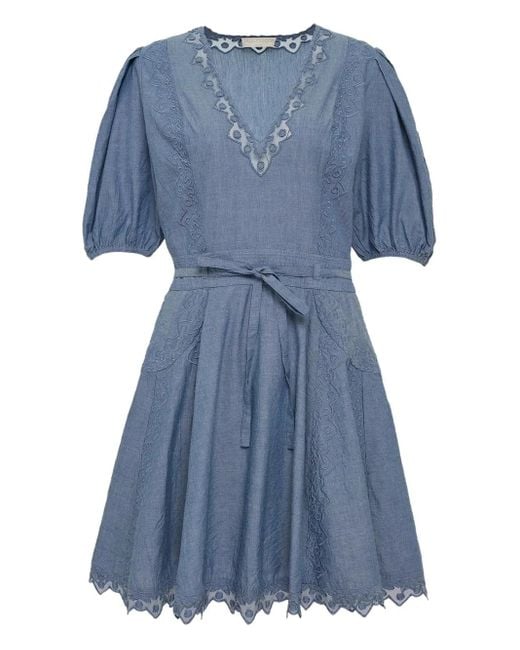 Ulla Johnson Blue V-Neck Mini Dress