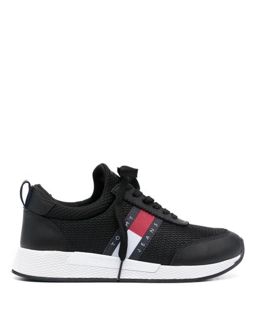 Tommy Hilfiger Flexi Leather Sneakers in Black | Lyst