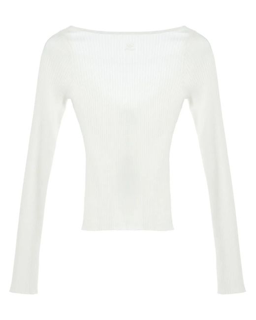 Courreges White Scoop-Back Ribbed-Knit Top