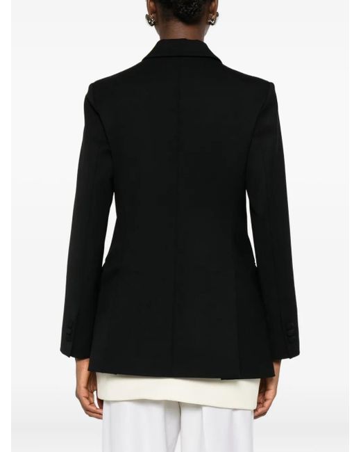 P.A.R.O.S.H. Black Satin-Lapel Double-Breasted Jacket