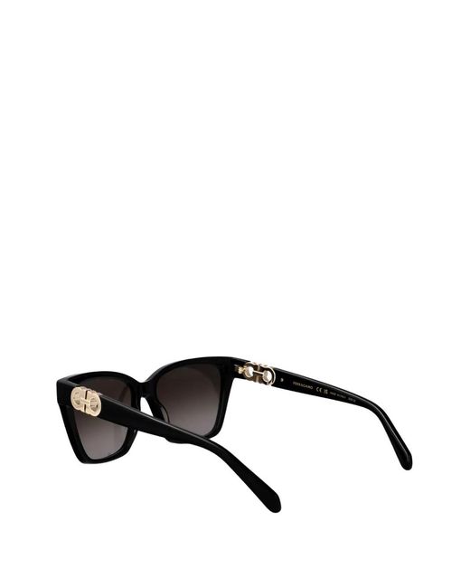 Ferragamo Eyewear Black Gancini Cat-Eye Sunglasses