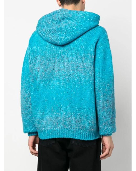 Amiri Blue Logo-Embroidery Knitted Hoodie for men