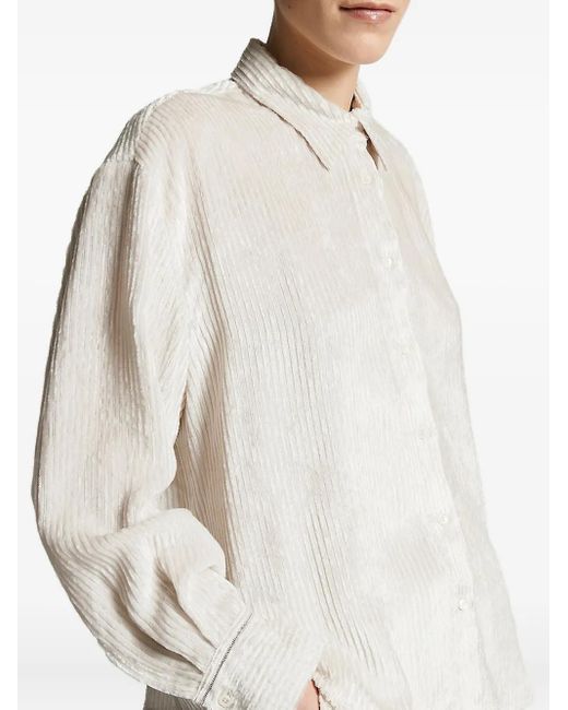 Peserico Button-Down Blouse Met Geribbelde Textuur in het White