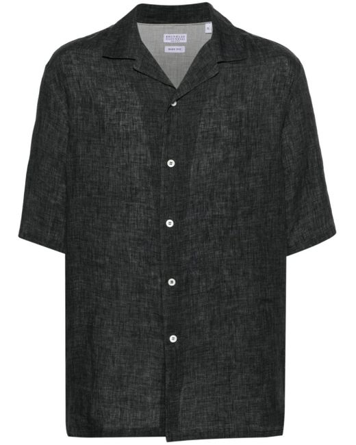 Brunello Cucinelli Black Chambray Linen Shirt for men