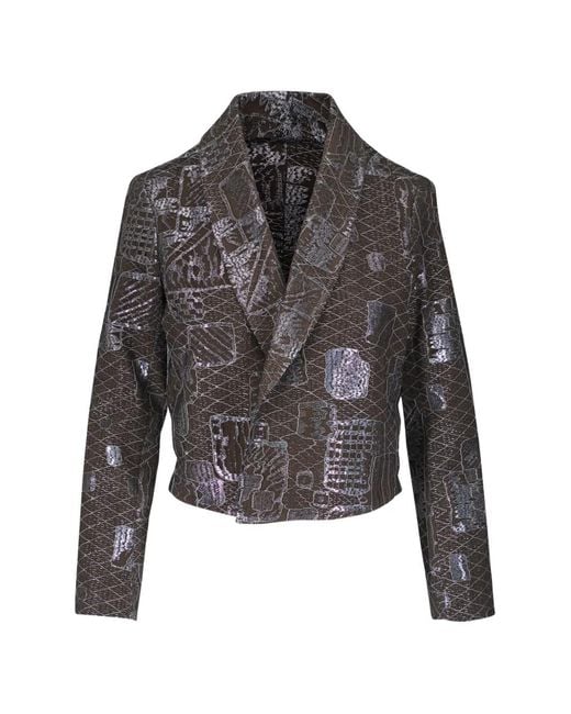 Peter Cohen Gray Patterned Shawl-Collar Jacket