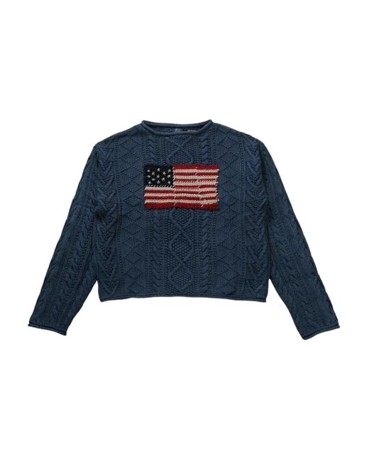 Polo Ralph Lauren Flag-detail Knitted Sweater Blue