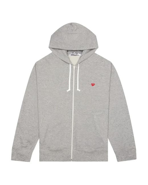 COMME DES GARÇONS PLAY Gray Heart-Embroidered Zip-Up Sweatshirts