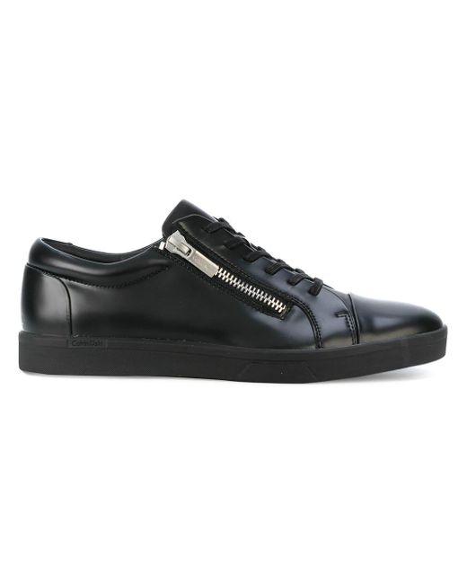 Calvin Klein Black Zip Detail Low-top Sneakers for men