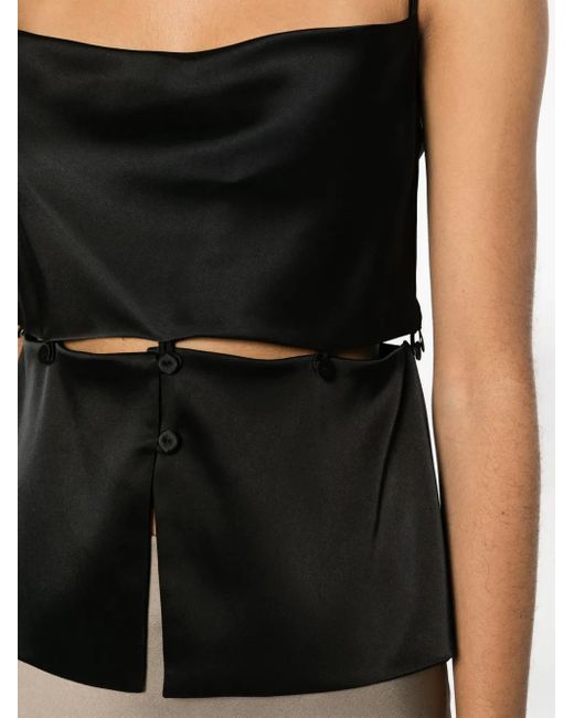 Nanushka Black Modular Peplum-Waist Satin Tank Top