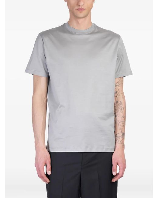 TOKYO JAMES Gray Round-Neck Cotton T-Shirt for men