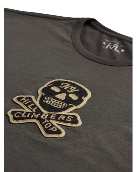 RRL Gray Skull-Patch T-Shirt for men