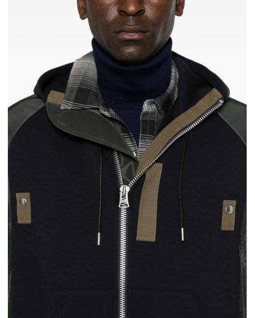 Giacca Con Zip E Inserti di Sacai in Black da Uomo