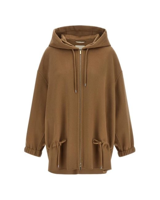 Max Mara Natural Hooded Drawstring Coat