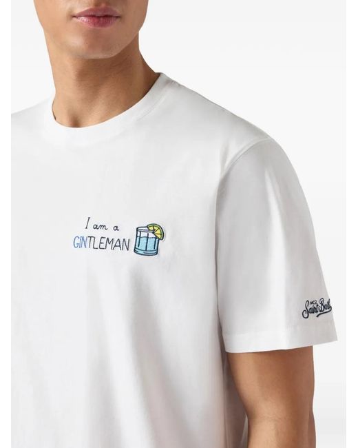 Mc2 Saint Barth White Portofino Logo-Embroidered T-Shirt for men