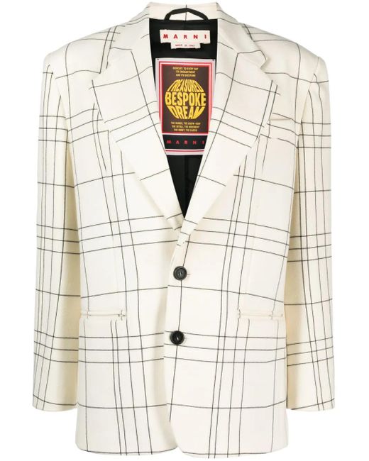 Marni Natural Checked Wool-Felt Blazer