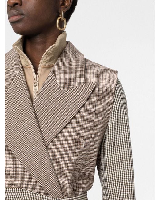 Fendi Gray Houndstooth Double-breasted Blazer