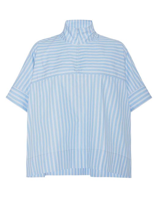 Rosetta Getty Blue Striped Cotton Short-sleeve Shirt