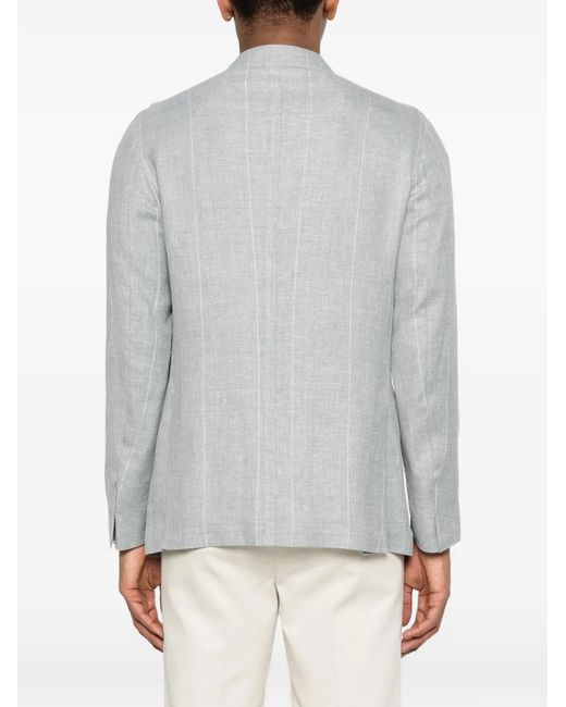 Eleventy Gray Striped Button Blazer for men
