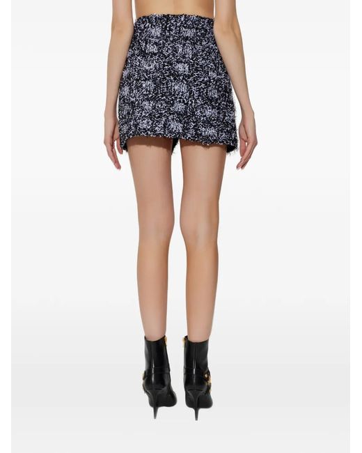 Balmain Black Button Frayed Mini Skirt
