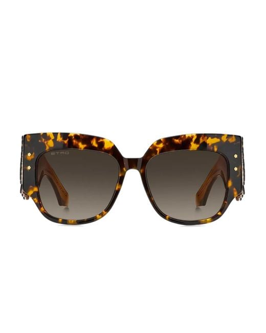 Etro Brown Blossom-Embellished Tortoiseshell Sunglasses