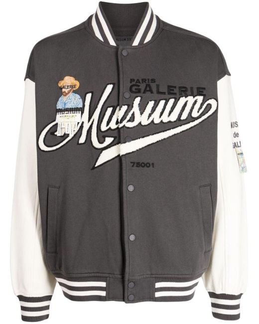 Musium Div. Gray Logo-embroidered Two-tone Bomber Jacket for men