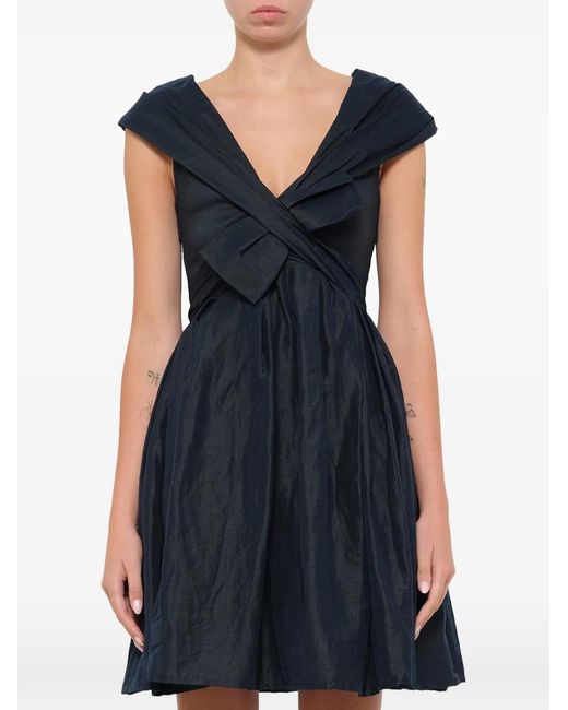 Lanvin Black Bow-Detail Pleated Dress