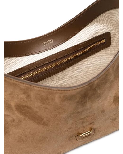 Tom Ford Brown Medium Monarch Suede Shoulder Bag