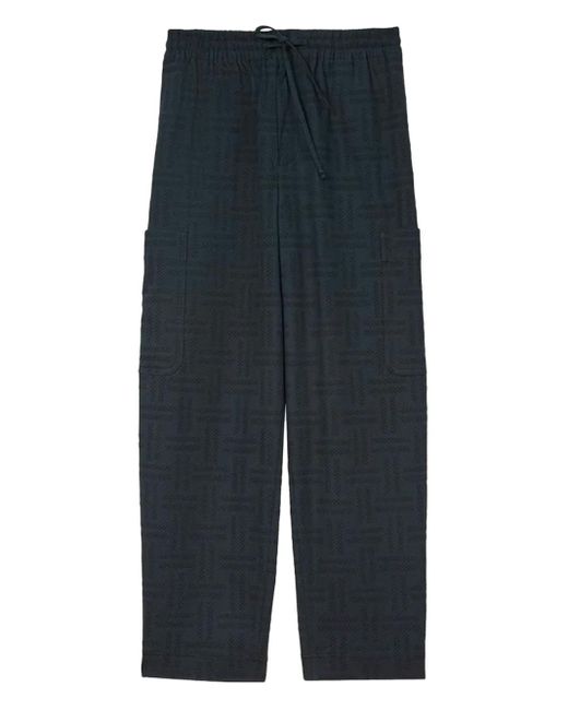 KENZO Blue Weave Cargo Pocket Patterned Jogger Trousers for men