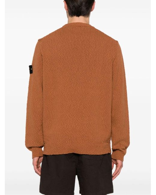 Stone Island Brown Compass-badge Textured Jumper for men