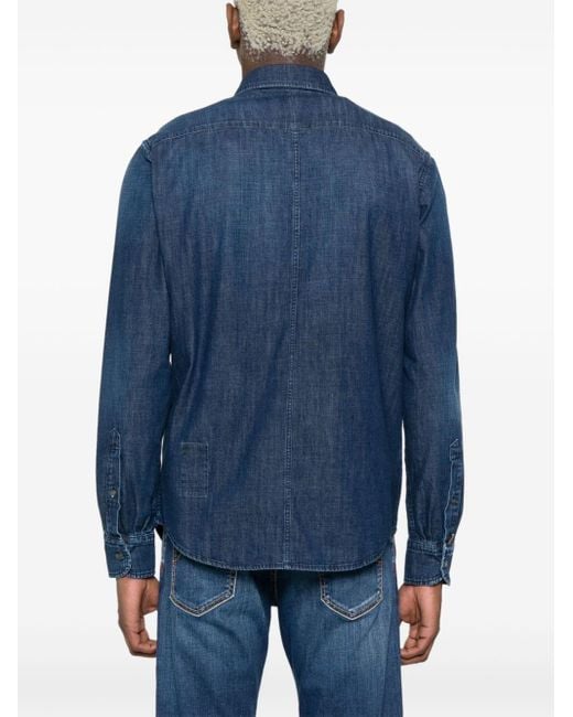 Jacob Cohen Blue Slim Fit Chambray Shirt for men