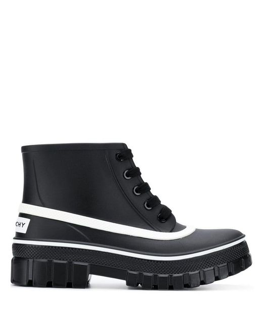 Givenchy Black Glaston Lace-up Rubber Rain Boots