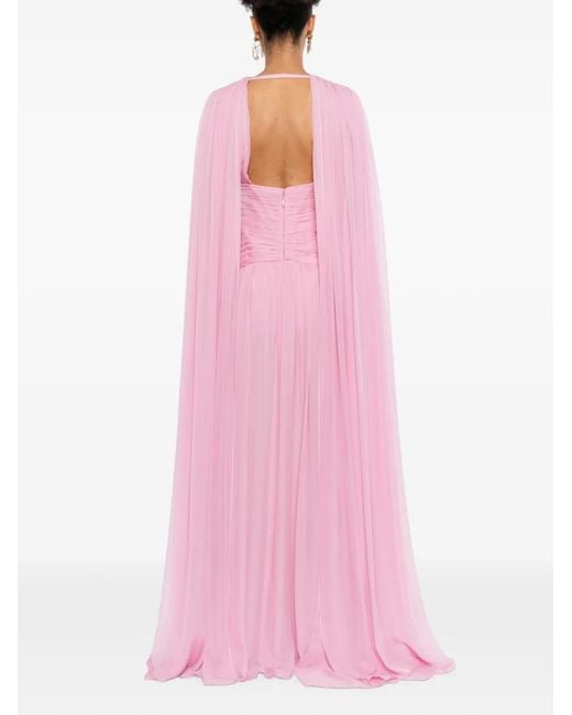Zuhair Murad Pink Draped V-Neck Gown