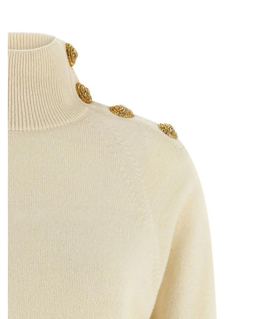 Balmain Natural Cashmere Wool Sweater Sweaters And Cardigans