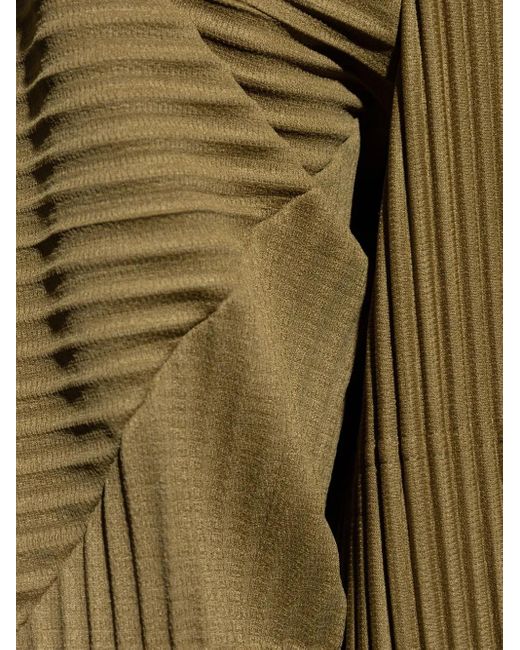 Homme Plissé Issey Miyake Green Zip-Up Jacket With Ribbed Texture for men