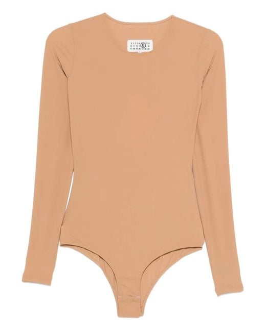 MM6 by Maison Margiela Natural Long Sleeve Bodysuit