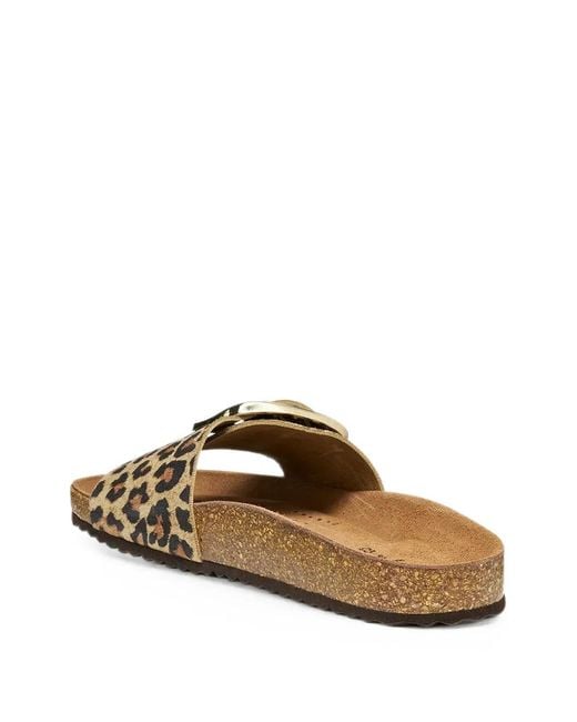 Geox Brown Brionia R Leopard-Print Buckle-Detail Slides