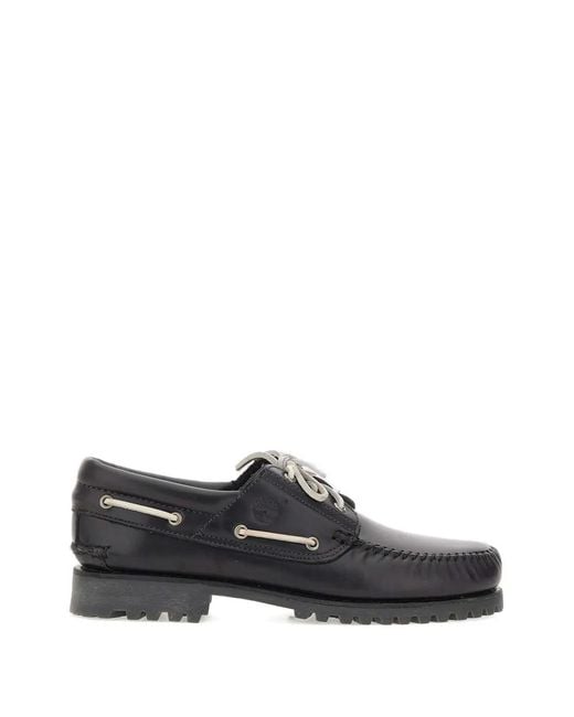 Timberland Black Road Trip 3-Eye Lug Handsewn Boat Shoes for men