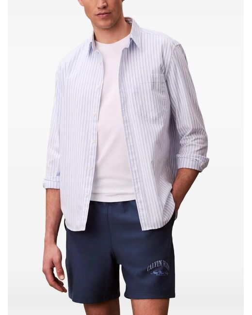 Calvin Klein Blue Short Imprimé À Taille Élastiquée for men