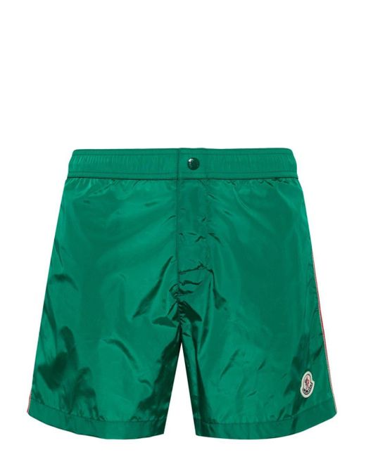 Moncler Green Logo-appliqué Swim Shorts for men