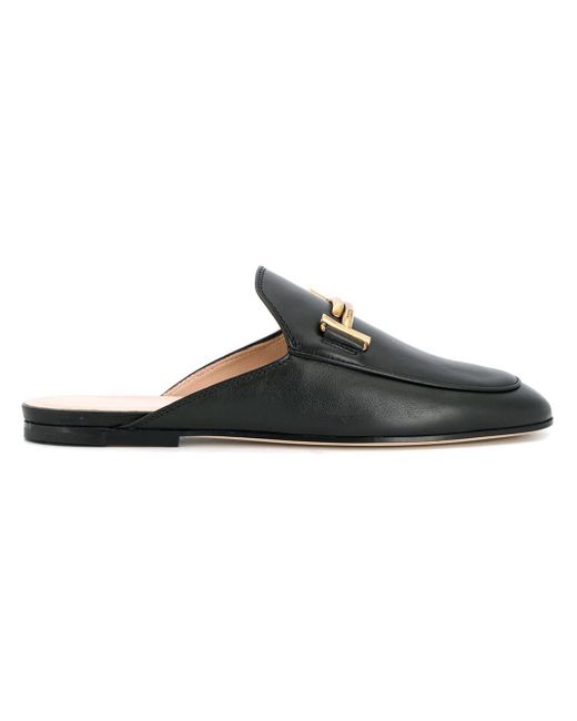 Tod's Black Double T Slippers