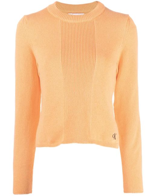 Calvin Klein Orange Gerippter Pullover