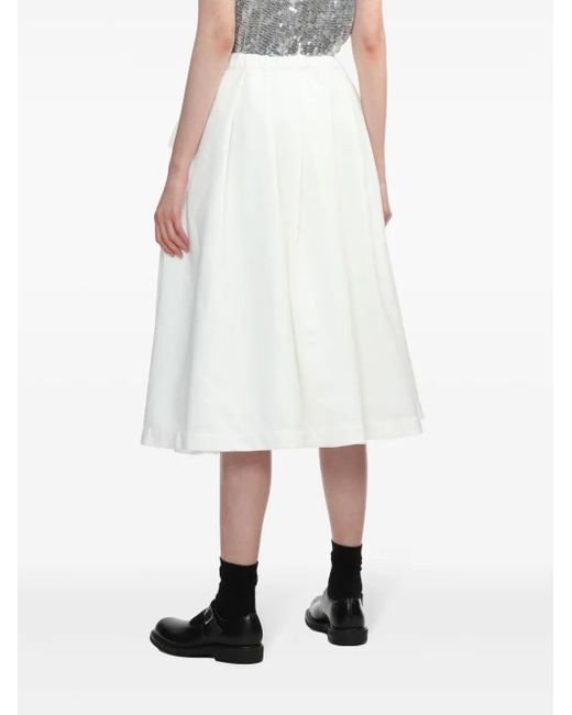 COMME DES GARÇON BLACK White Ruffle-Detail Pleated Midi Skirt