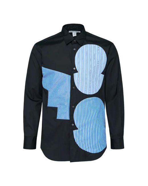 Comme des Garçons Blue Patchwork Striped-Print Shirt for men
